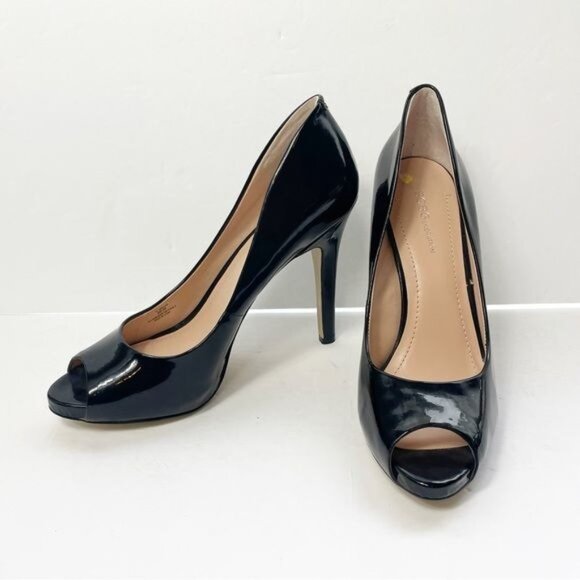 BCBGeneration Brazen Black Patent Leather Peep-Toe Platform Heels Womens Size 9 - Picture 4 of 8